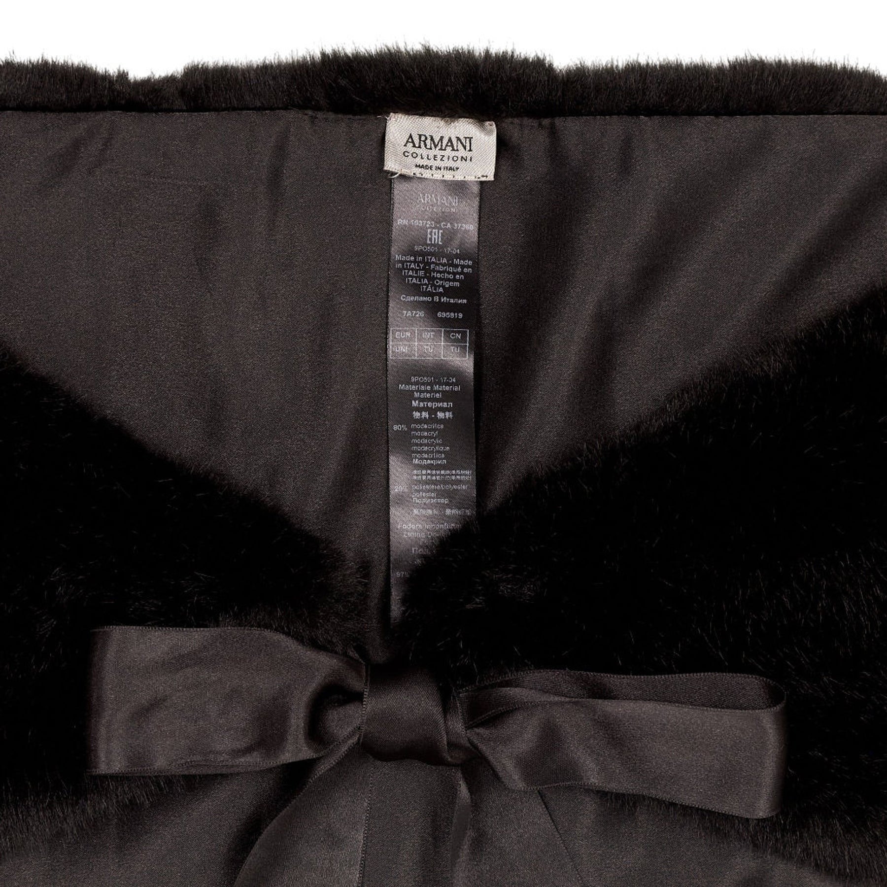 Armani Black Faux Fur Shawl