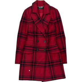 Karen Millen Red Check Wool Coat