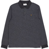 Farah Washed Black Stillwell Jacquard Polo Shirt