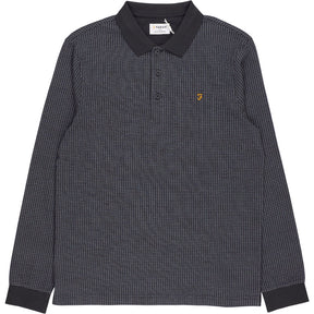 Farah Washed Black Stillwell Jacquard Polo Shirt