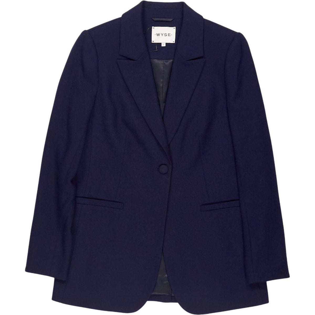 Wyse Navy Wool Crepe Blazer