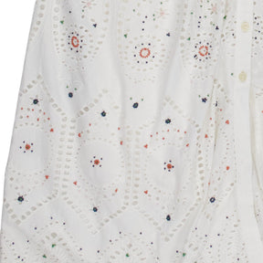 WYSE  White Embroidered Midi Dress