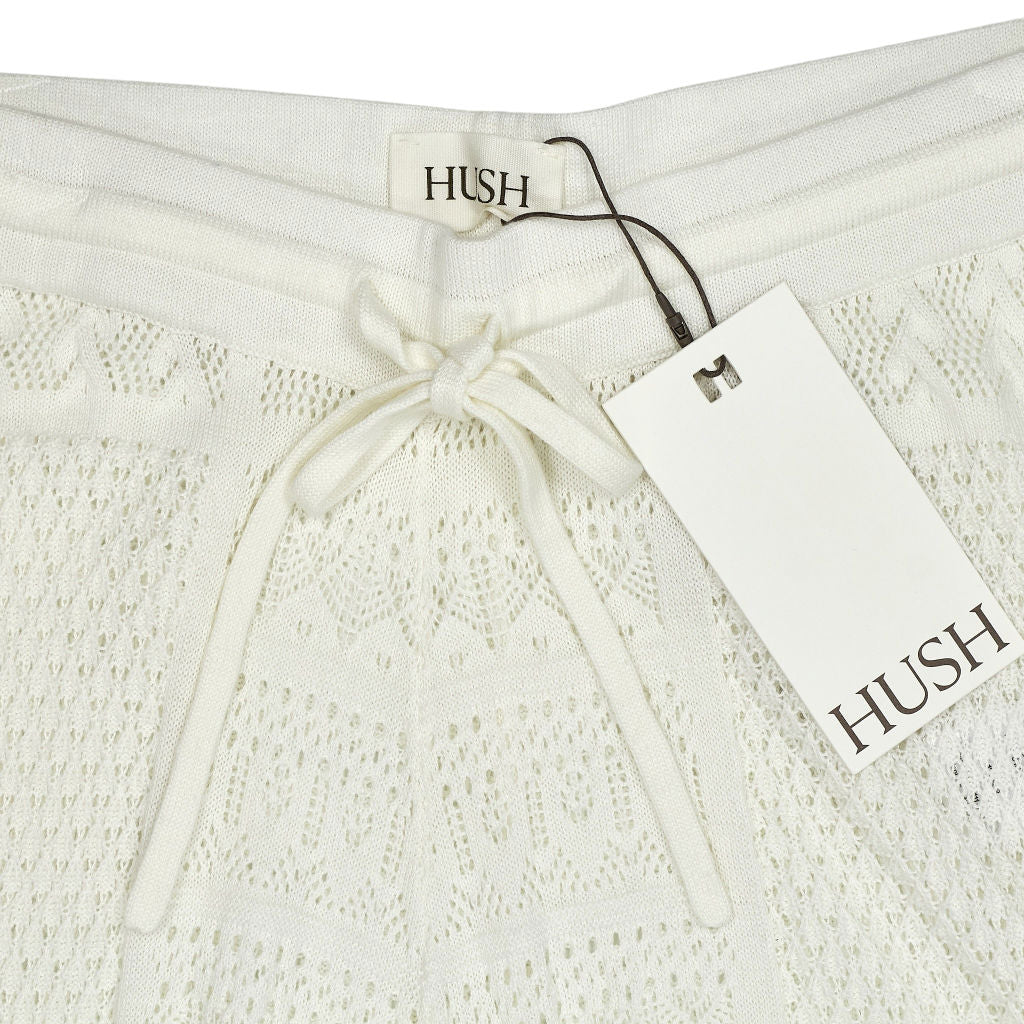 Hush Soft White Patchwork Stitch Knitted Trousers
