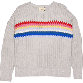 Hush Pale Grey Marl Novie Rainbow Stripe Jumper