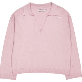 NRBY Pink Collared Knit Top