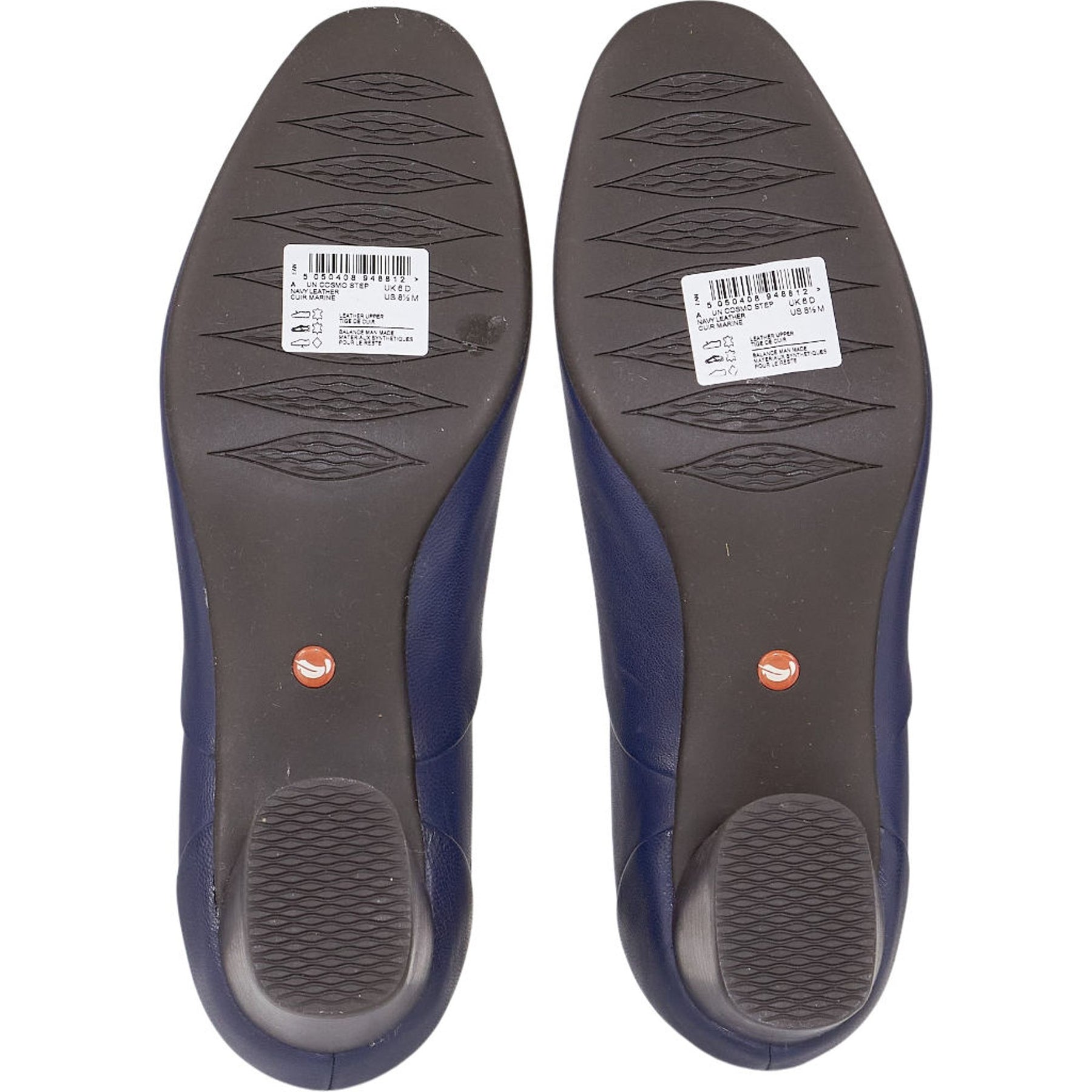 Clarks Navy Leather Un Cosmo Step Heels