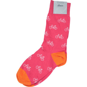 Corgi Pink Bicycle Pattern Socks