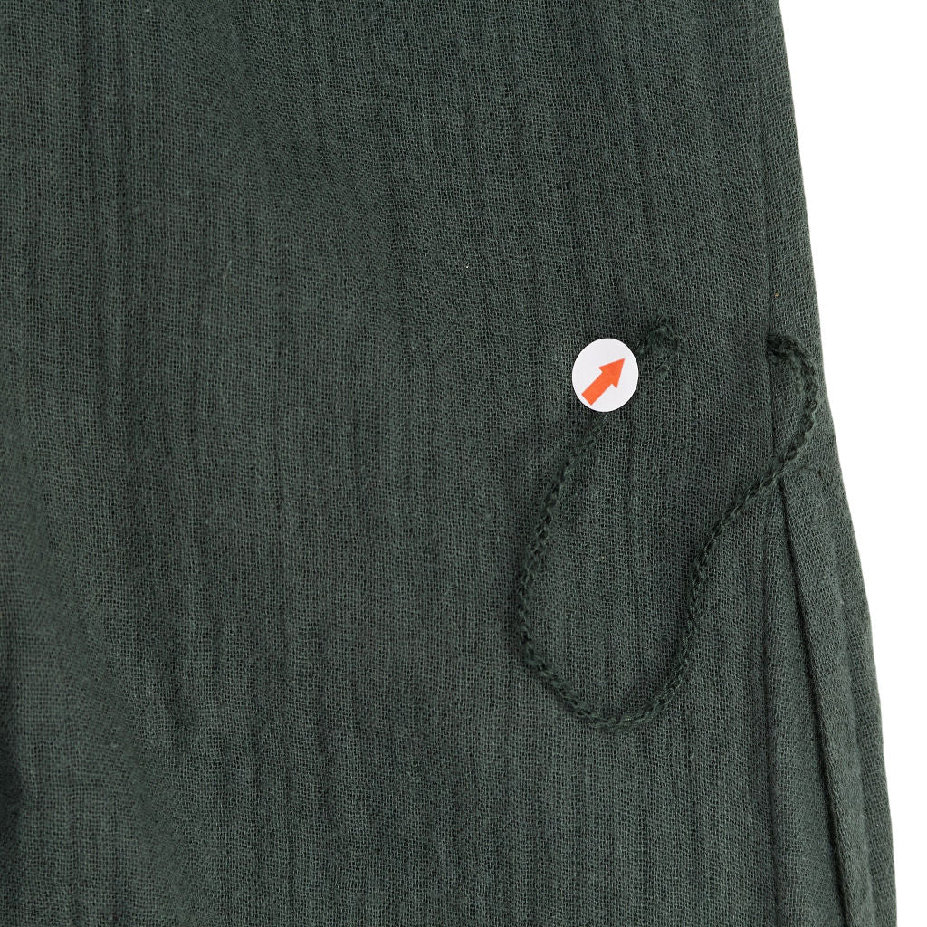 NRBY Green Crinkle Cotton Shirt Dress