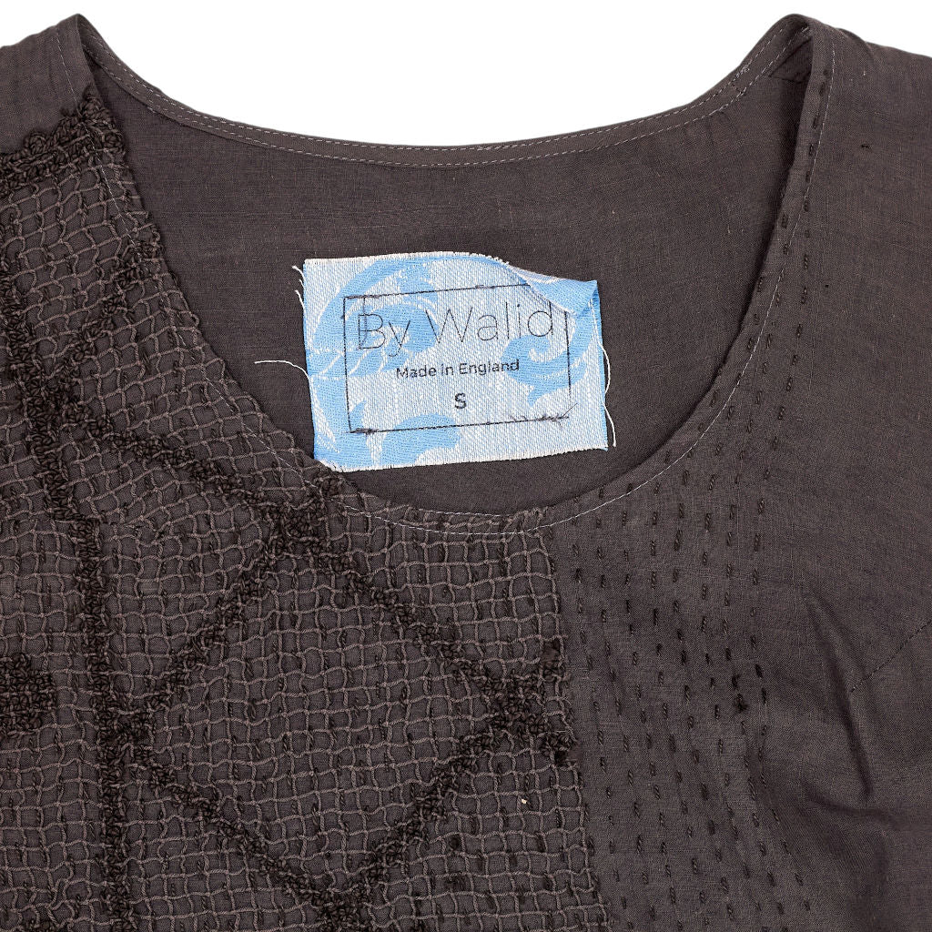 By Walid Grey Cotton Patchwork Dress