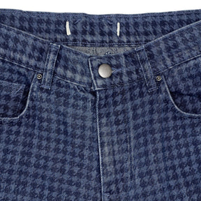 seventy + mochi Blue Houndstooth Wide-Leg Trousers