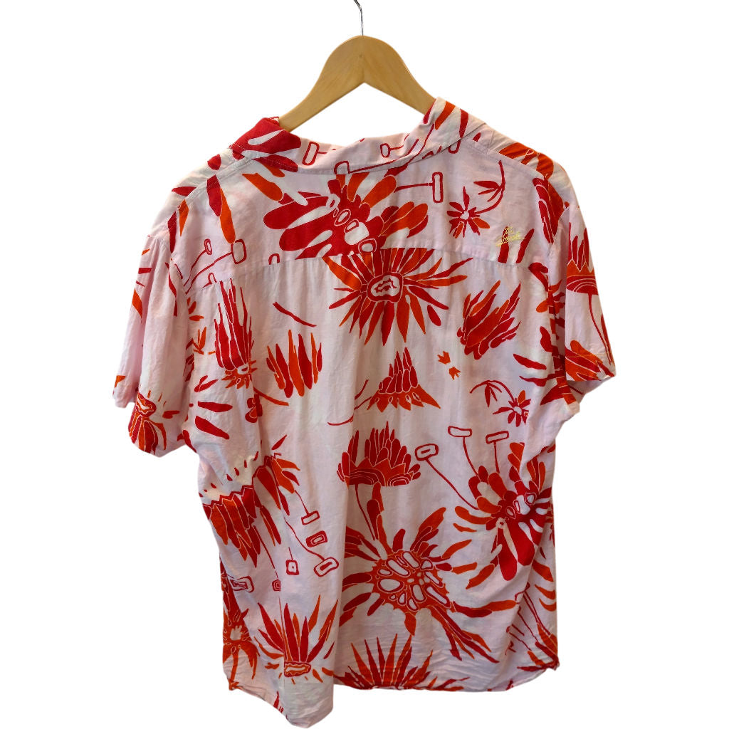 Diesel Red Orange Floral Cotton Shirt