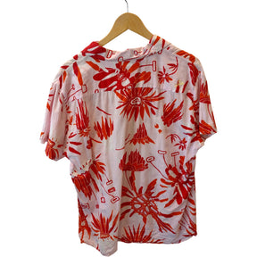 Diesel Red Orange Floral Cotton Shirt
