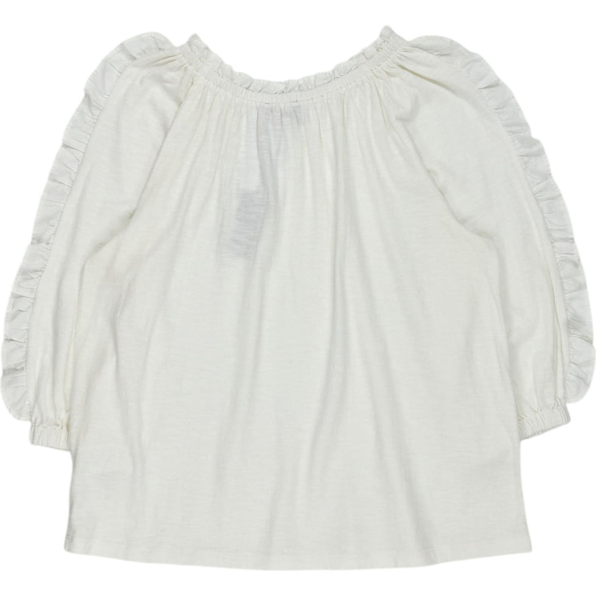 Wyse White Rae Ruffle Sleeve Top
