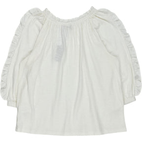 Wyse White Rae Ruffle Sleeve Top