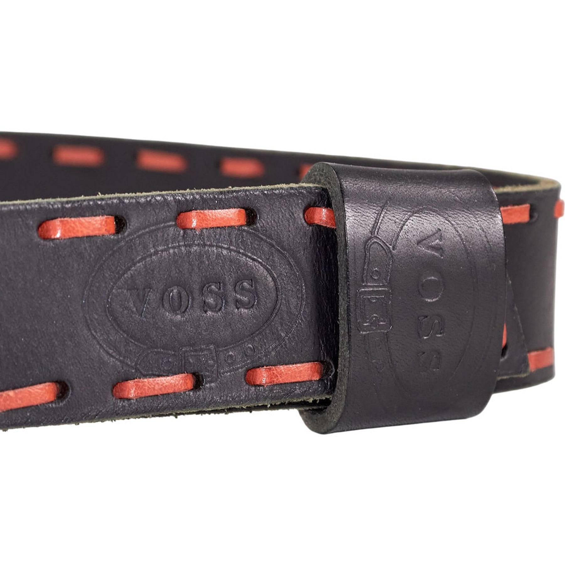 Voss Black Red Leather Belt