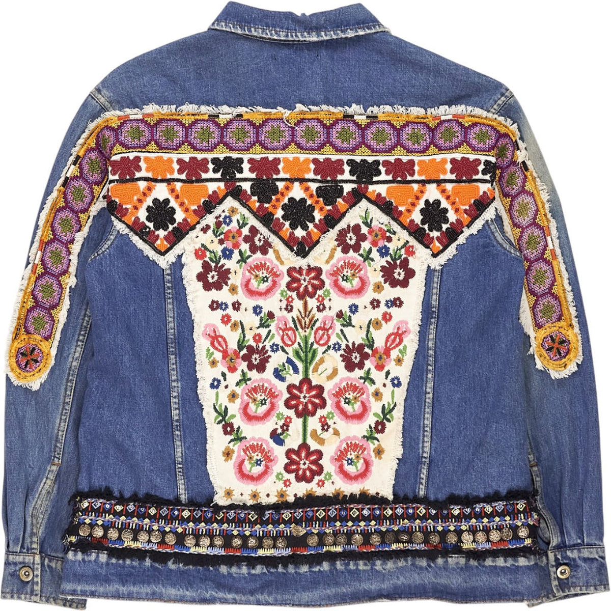 Zara Blue Embroidered Denim Jacket