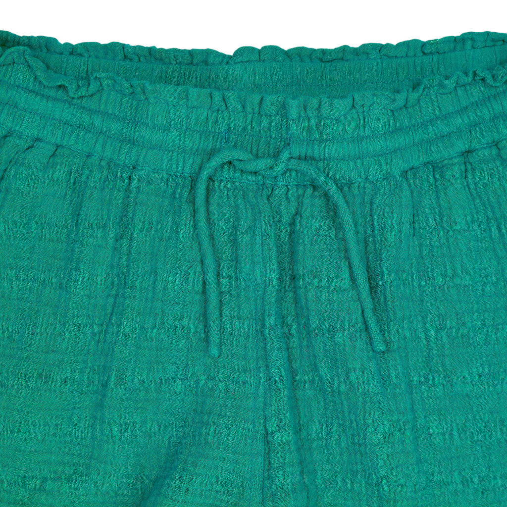 NRBY Teal Crinkle Cotton Shorts