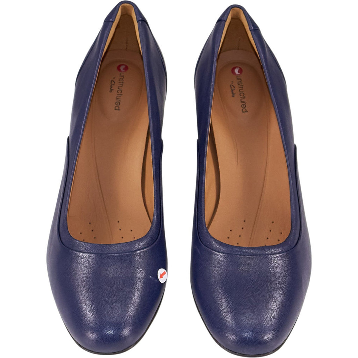 Clarks Navy Leather Un Cosmo Step Heels