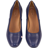 Clarks Navy Leather Un Cosmo Step Heels