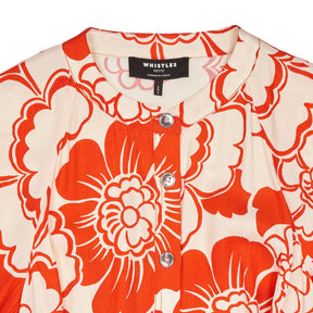 Whistles Red Floral Button-Down Dress