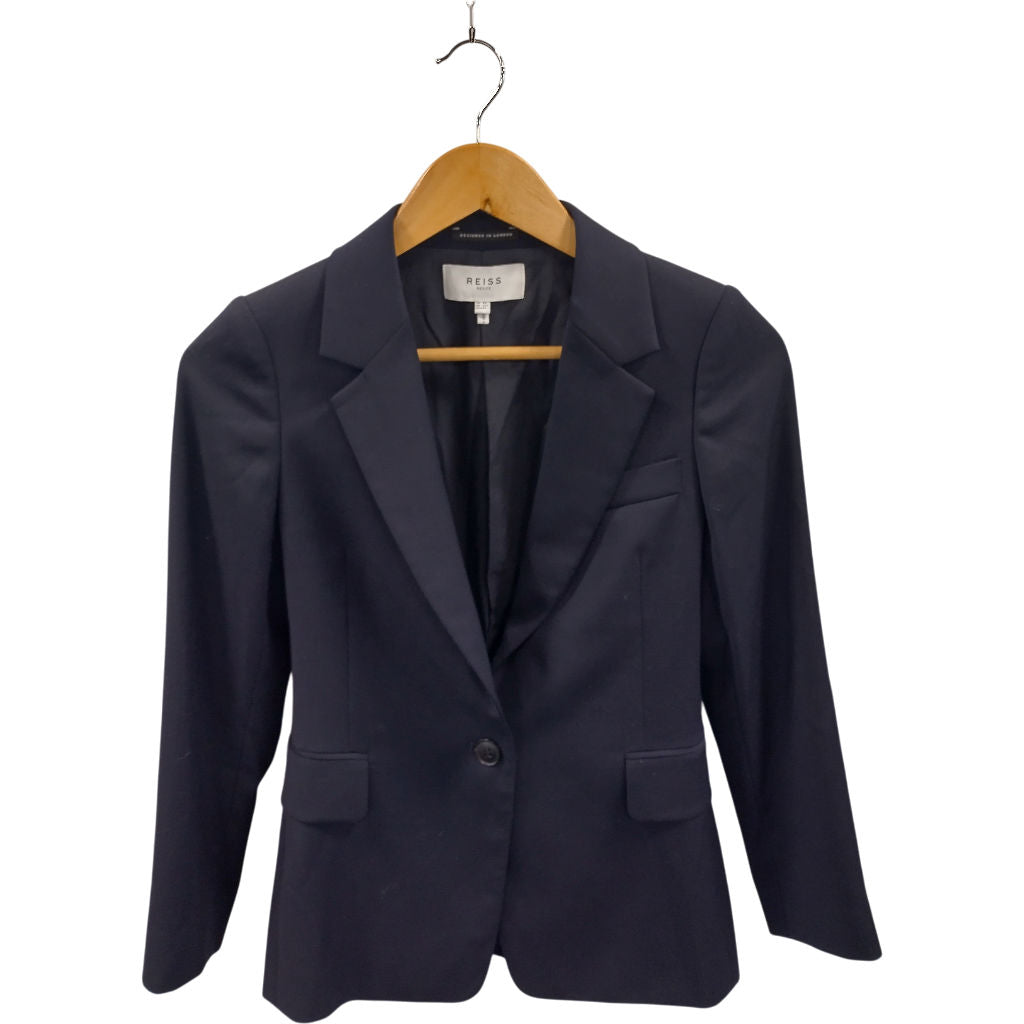 Reiss Navy Haisley Wool Blend Blazer Jacket Petite