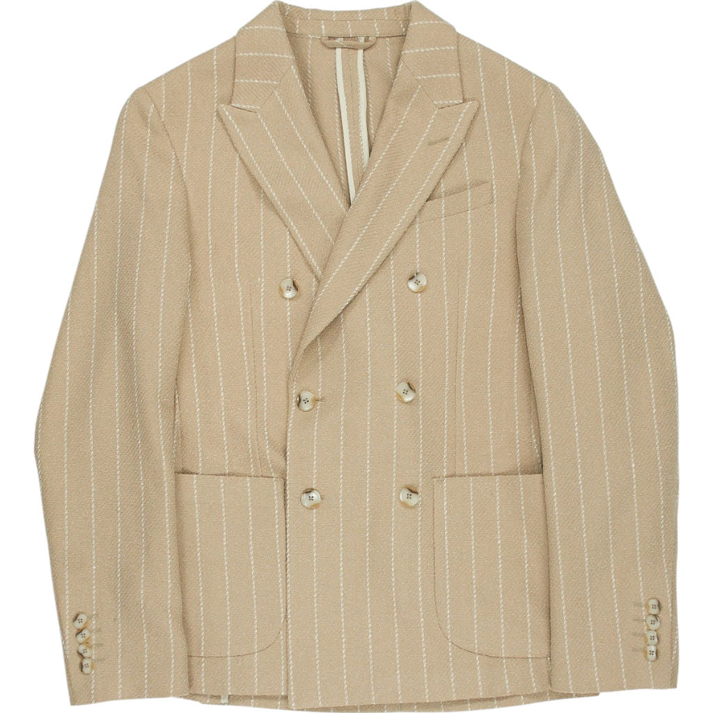 Moss Beige Striped Slim Fit Blazer 34"