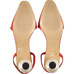 Mother of Pearl Red Slingback Heels