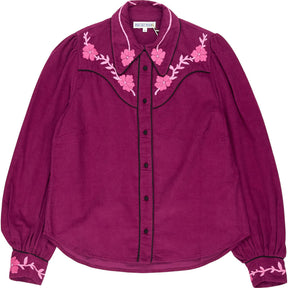 Pink City Prints Raspberry Cord Western Shirt S