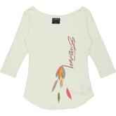 Stussy Cream Crew Neck 3/4 Sleeve T-Shirt