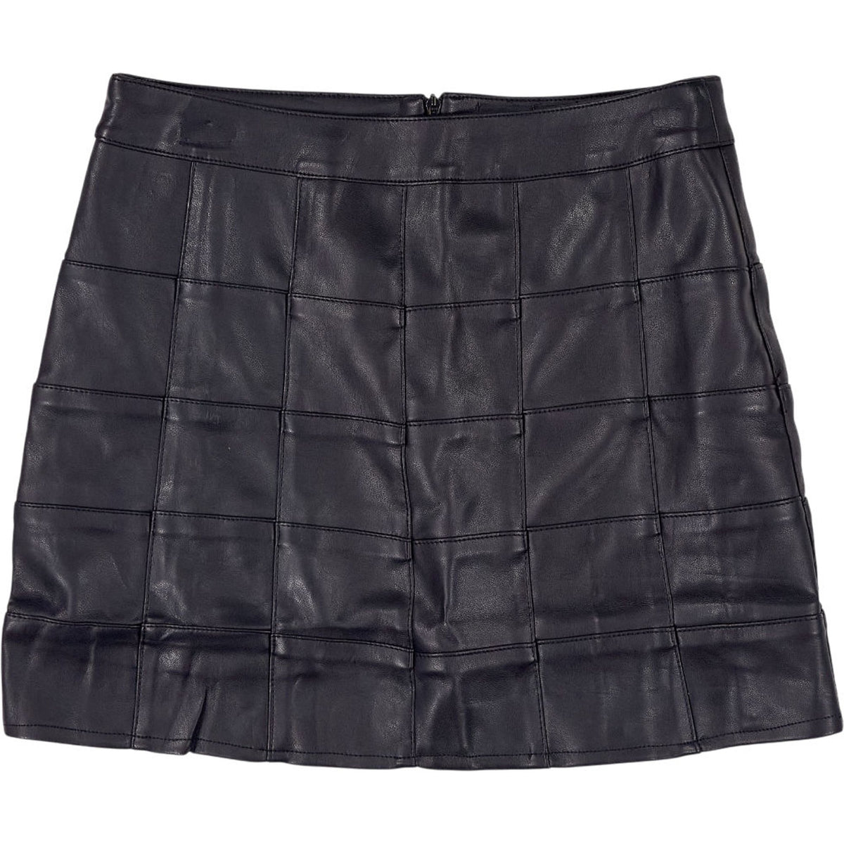 Motel Black PU Patchwork Skirt