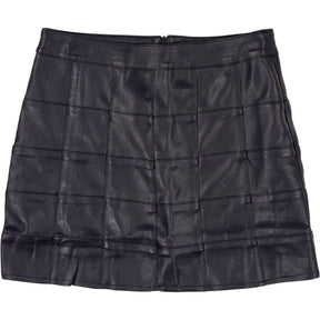 Motel Black PU Patchwork Skirt
