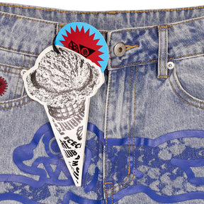 BBC Ice Cream Light Blue Snakeskin Denim Pants