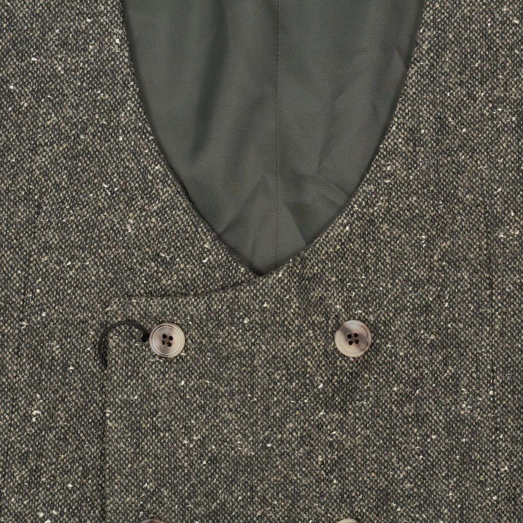 Moss Khaki Tweed Slim Fit Waistcoat