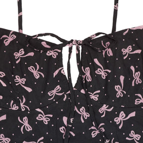 Motel Dress Ditsy Ribbon Dusty Pink Flock