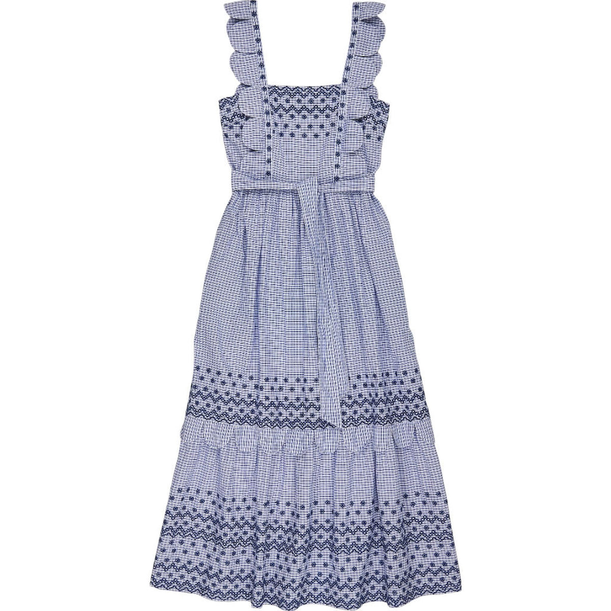 WYSE Blue Check Cotton Dress