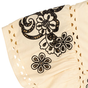 Wyse Cream Embroidered Midi Dress