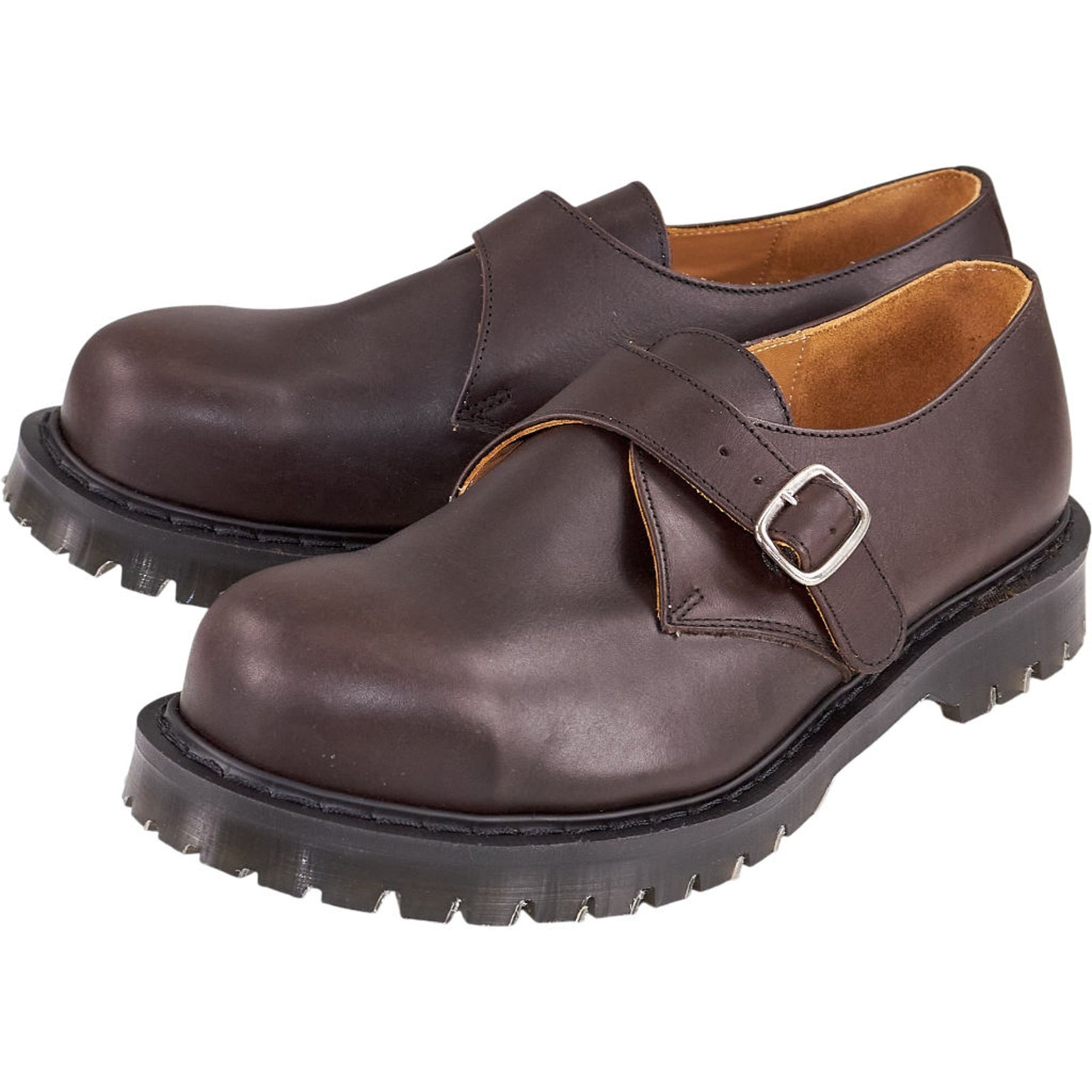 YMC Brown Leather Monk Strap Shoes
