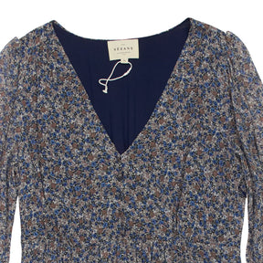 Sézane Floral Midi Dress Blue FR 34