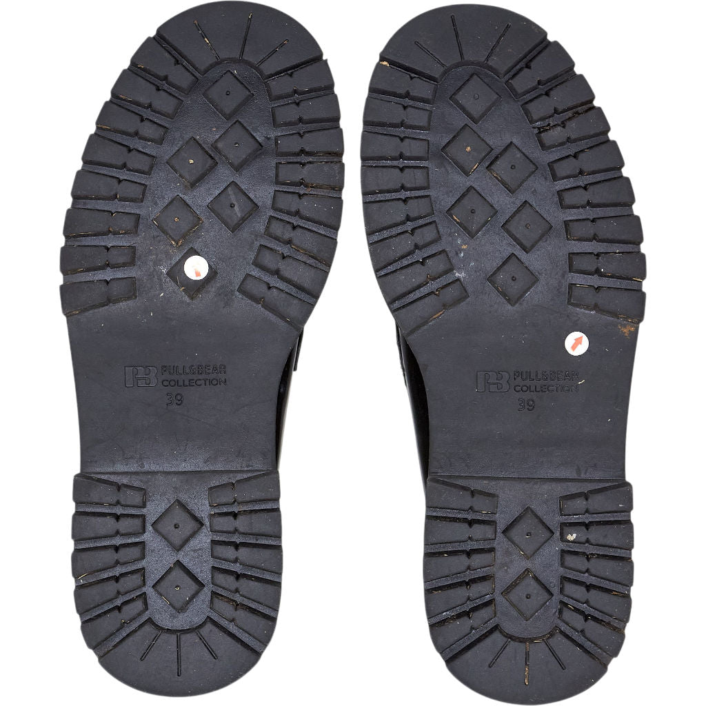 Pull & Bear Black Loafers with Silver Detail