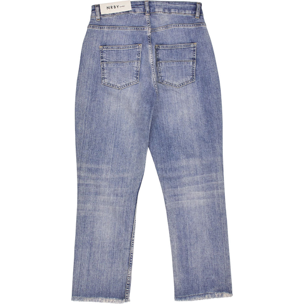 NRBY Blue Mid Rise Jett Cropped Boyfriend Jeans