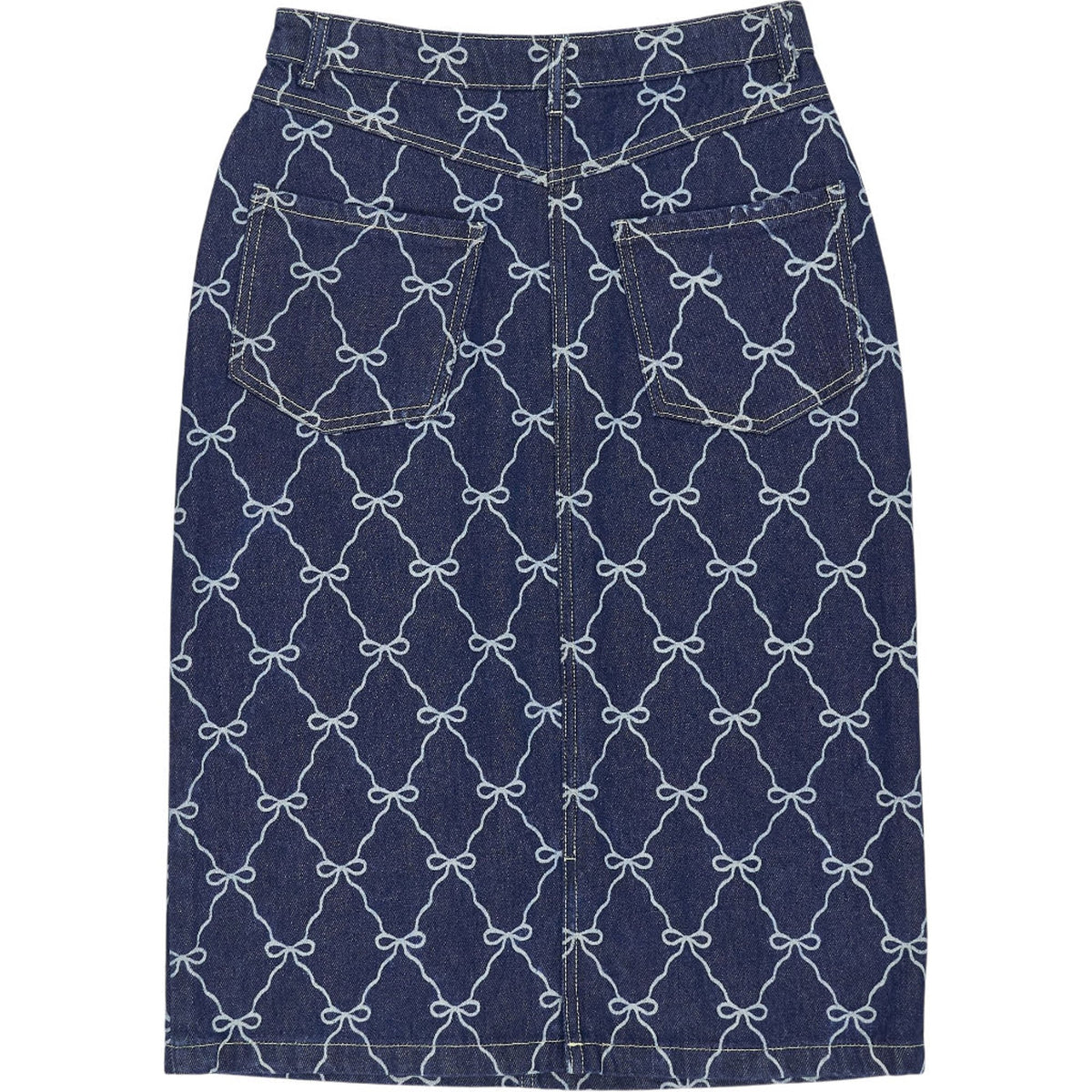 OMNES Blue Bow Pattern Denim Skirt