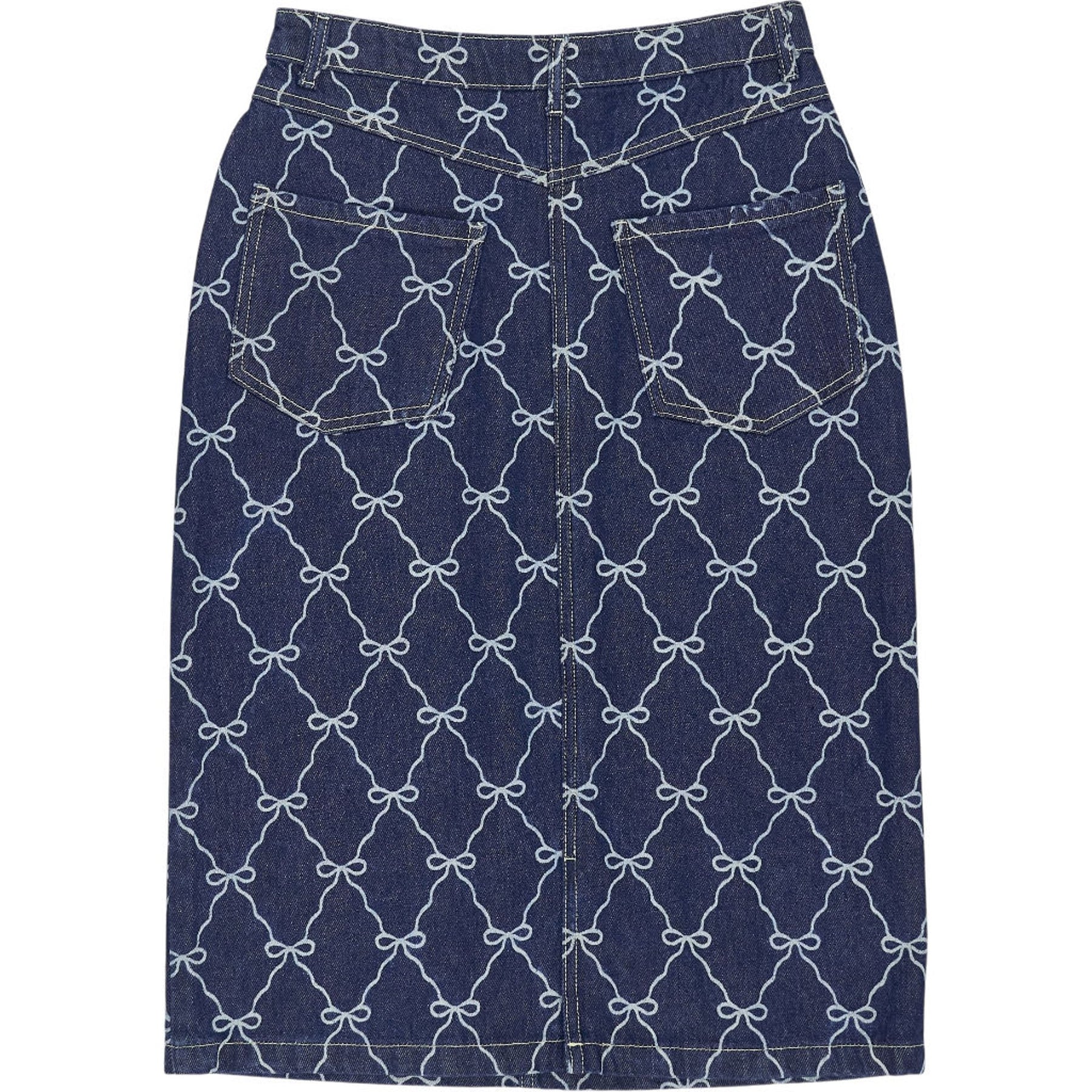 OMNES Blue Bow Pattern Denim Skirt