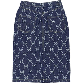 OMNES Blue Bow Pattern Denim Skirt