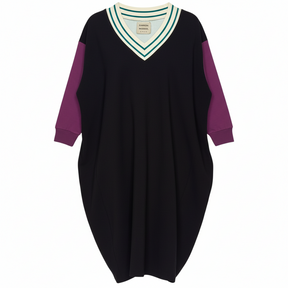 Damson Madder Black Purple V-Neck Dress