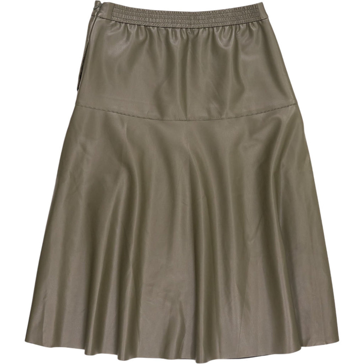 WYSE Dark Olive Melina Faux Leather Skirt