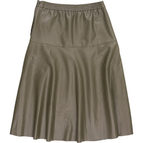 WYSE Dark Olive Melina Faux Leather Skirt