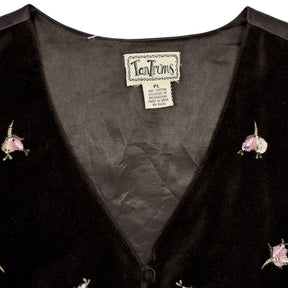 Vintage Tantrums Black Floral Embroidered Waistcoat