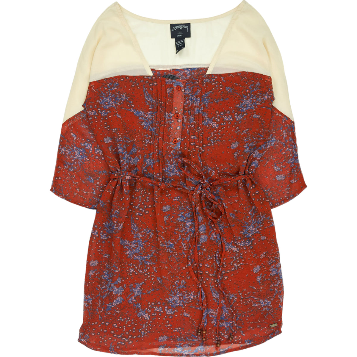 Stussy Red Blue Floral Tunic Dress