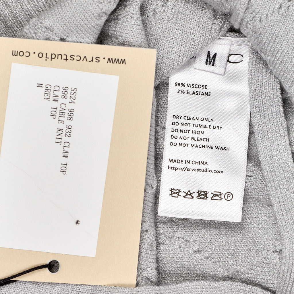 SRVC Grey Claw Cable Knit Top