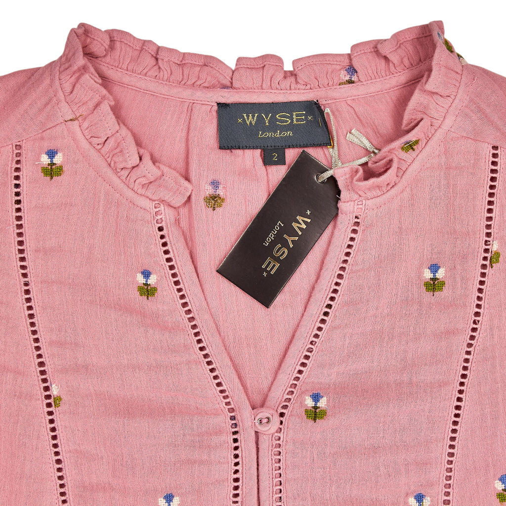 WYSE Pink Talya Embroidered Top